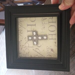 Two boxed picture frame with cross